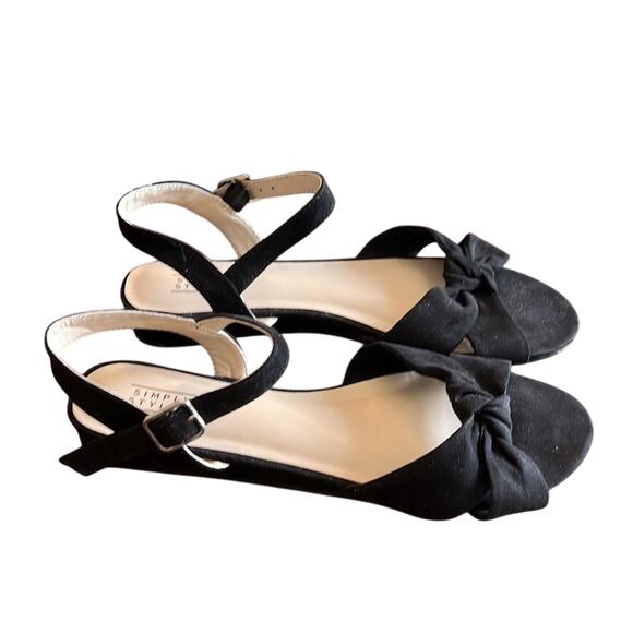 Simply Styled 9M Capri Black Faux Suede Sandals Vintage Look Retro - Picture 2 of 5